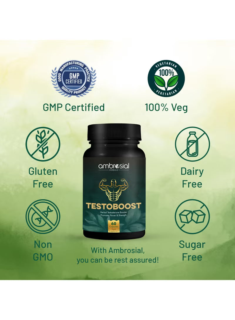 Testoboost Herbal Testosterone Booster Promotes Power And Strength 60 Capsules