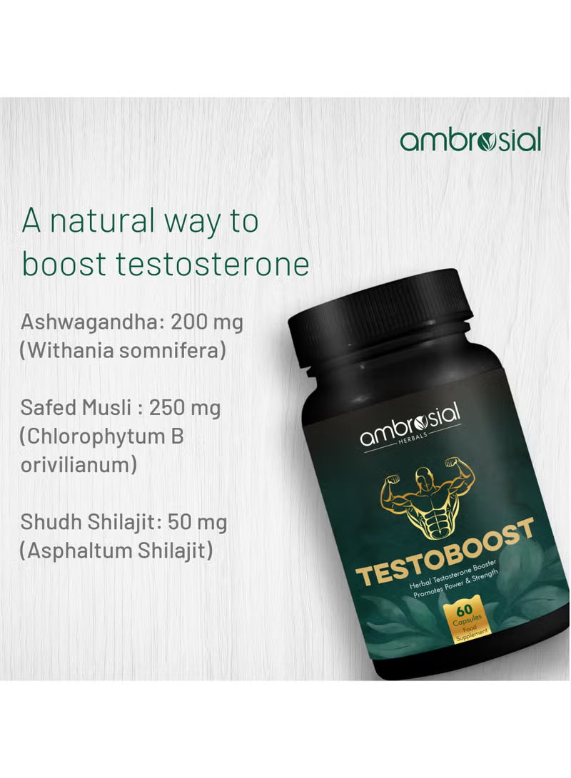 Testoboost Herbal Testosterone Booster Promotes Power And Strength 60 Capsules