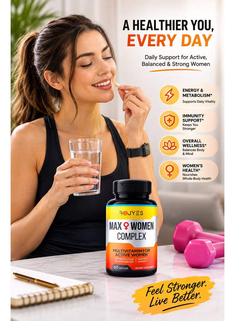 ROJYES Max Women Complex Multivitamin for Active Women, Immune Booster with Vitamin C,
