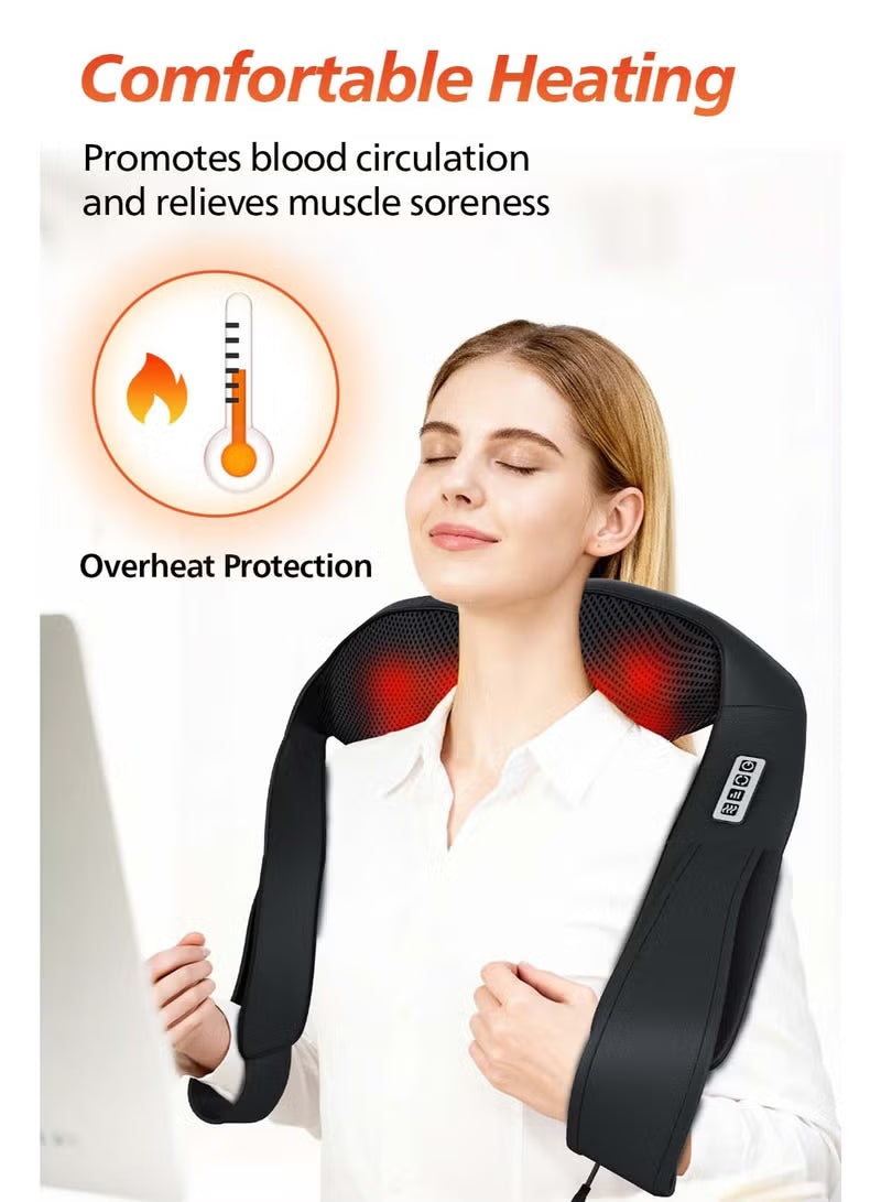 Neck and shoulder massager with Heat, Neck Massager with 3D Kneading Shiatsu Message
