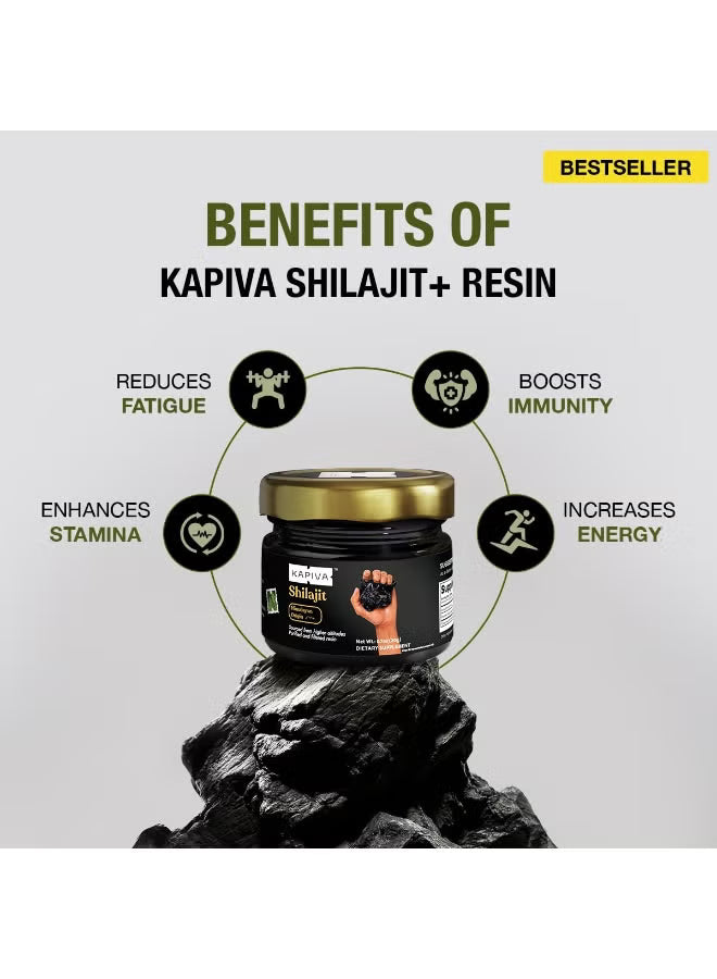 Kapiva Original Himalayan Shilajit Resin, 20g | Pure Shilajit Shilajeet Resin for Men | 250mg Per Serving, 80 Servings | Ayurvedic Wellness Supplement
