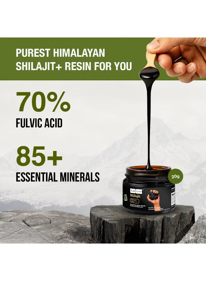 Kapiva Original Himalayan Shilajit Resin, 20g | Pure Shilajit Shilajeet Resin for Men | 250mg Per Serving, 80 Servings | Ayurvedic Wellness Supplement