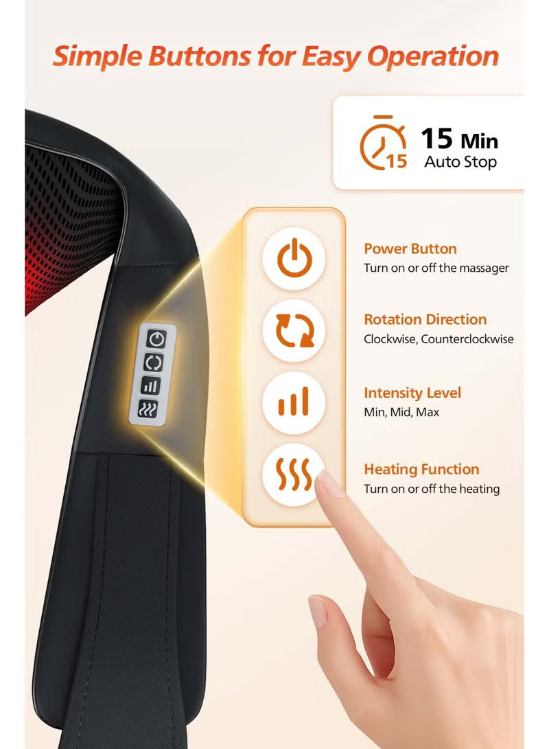 Neck and shoulder massager with Heat, Neck Massager with 3D Kneading Shiatsu Message